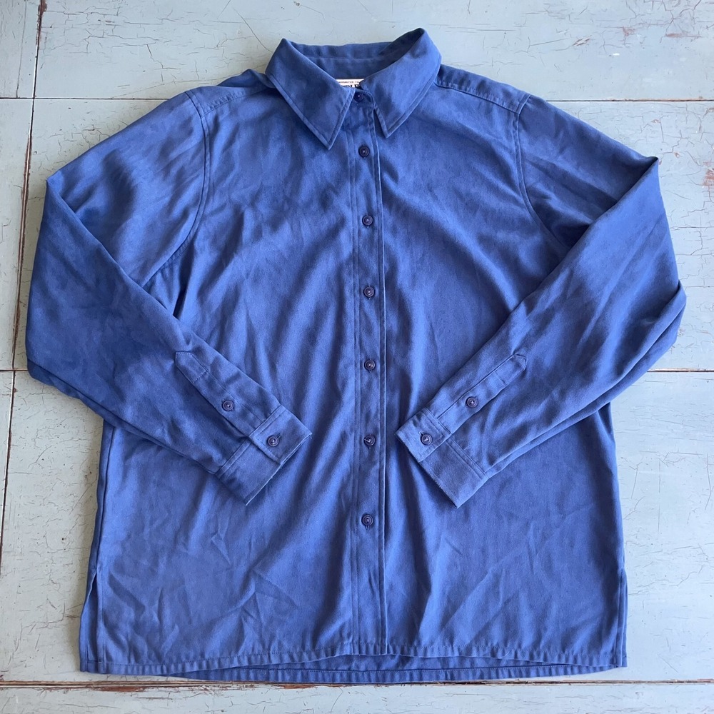 VTG Pendleton Country Sophisticates Navy Blue Poly Button-Front Blouse Shirt XLT